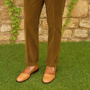 STUBBS & WOOTTEN Limited Edition Men's British Tan Leather Slip-On Loafe…